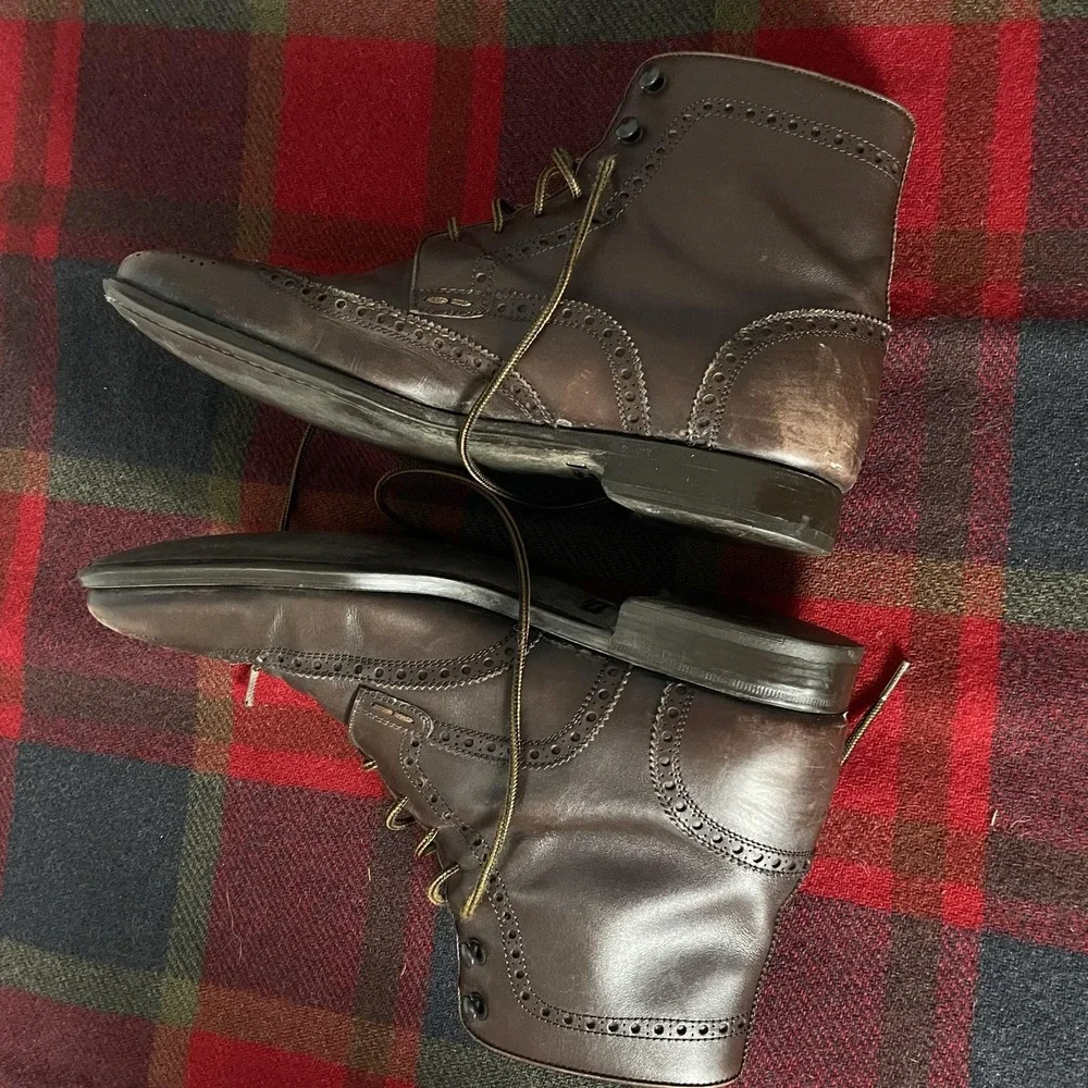 Magnanni Boots Mens Size 10.5D Brown Leather Chukka Wingtip Square Toe 13738